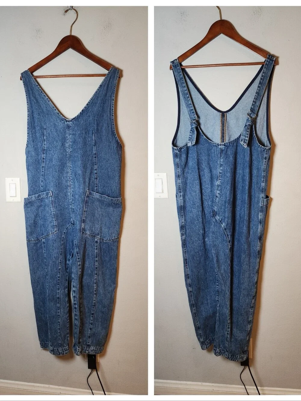 Free People / We The Free High Roller Jumpsuit Denim Jumper Size Medium